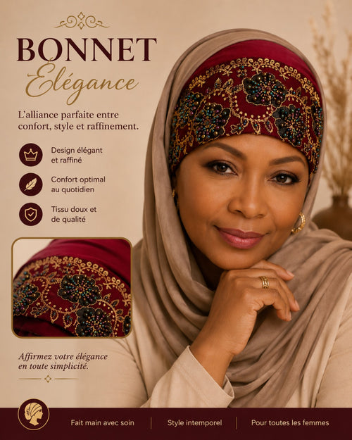 Bonnet Élégance rouge porté