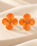 Boucles d’oreilles fleurs orange en acier inoxydable
