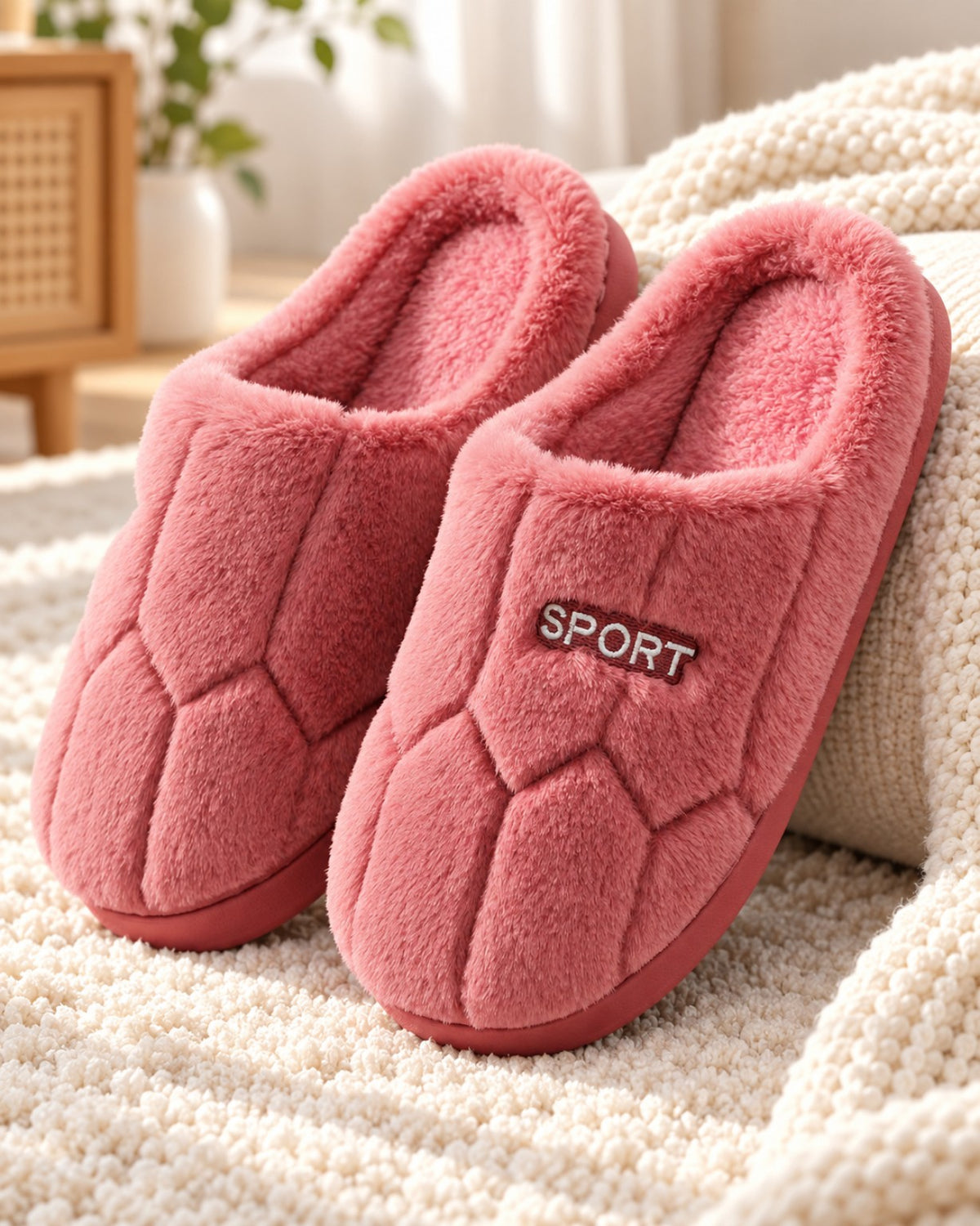 Chaussons fourrés saumon modèle sport