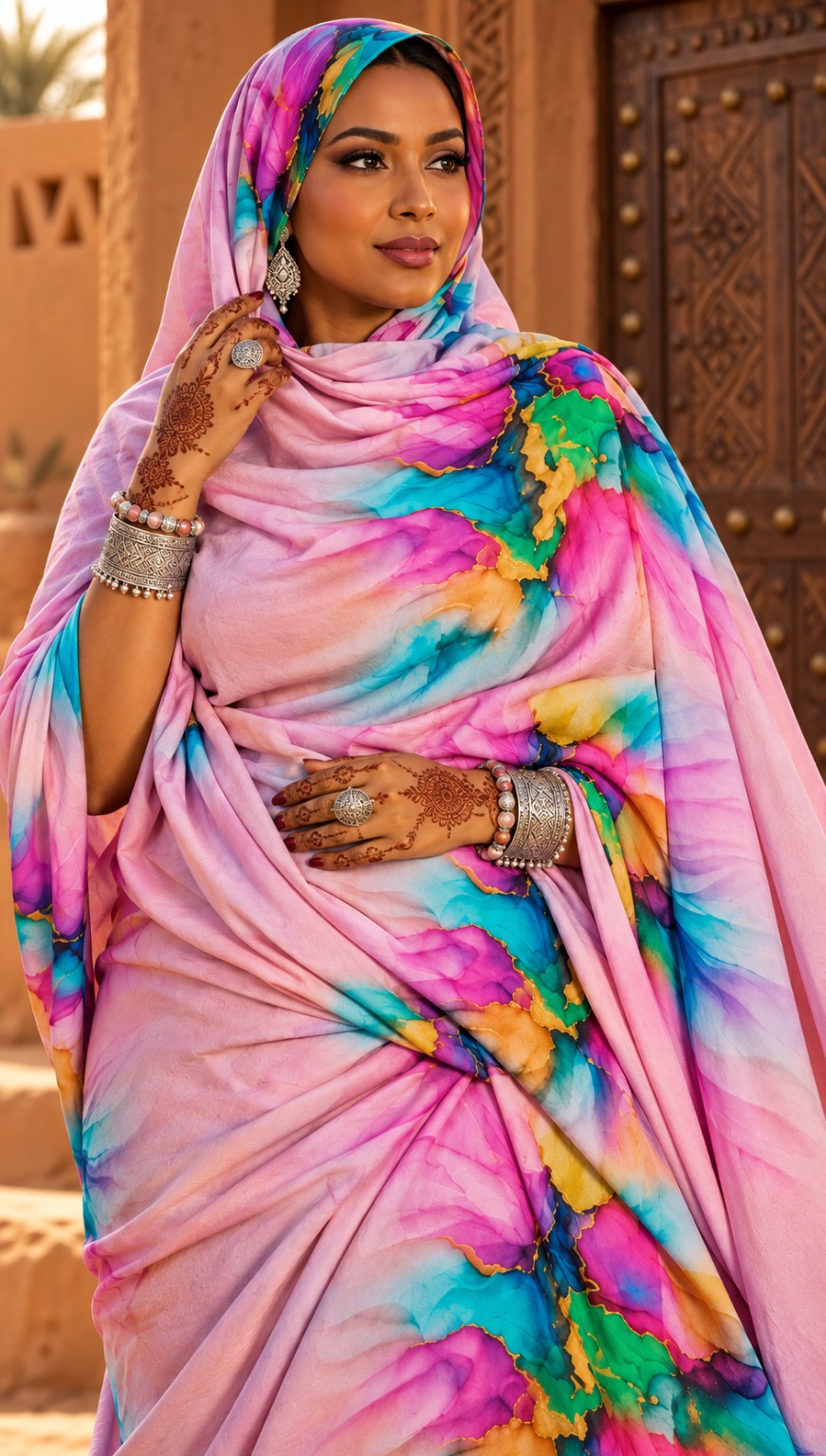 Maylouss cotton de Mauritanie multicolore rose – portrait