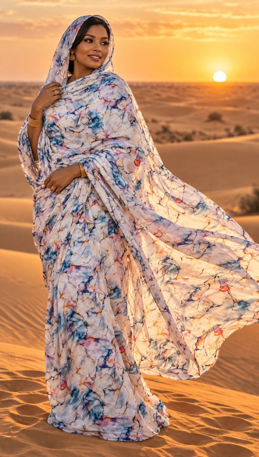 Maylouss cotton thioup de Mauritanie multicolore – portée au désert