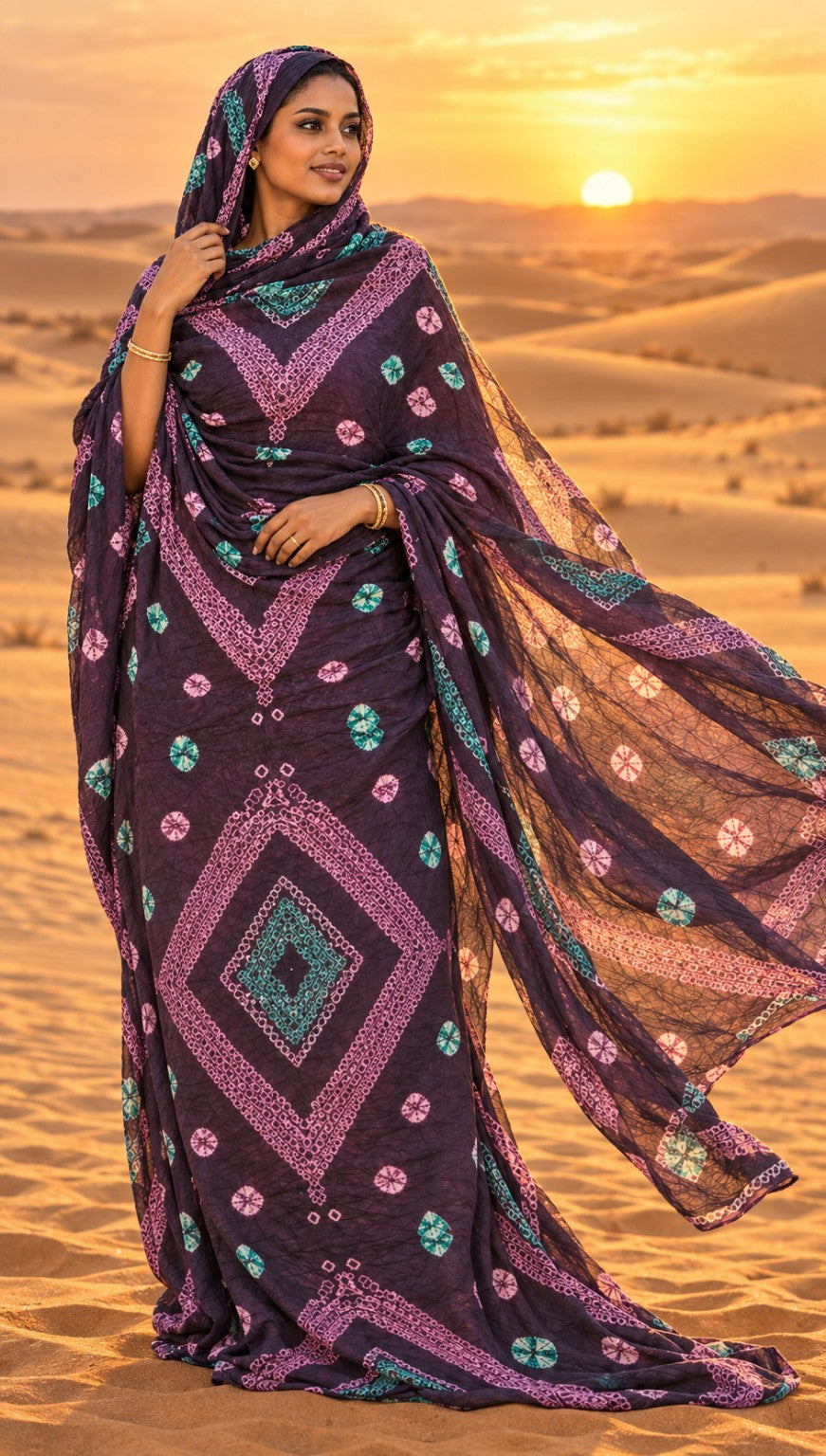Meulfa thioup multicolore mauve de Mauritanie – désert