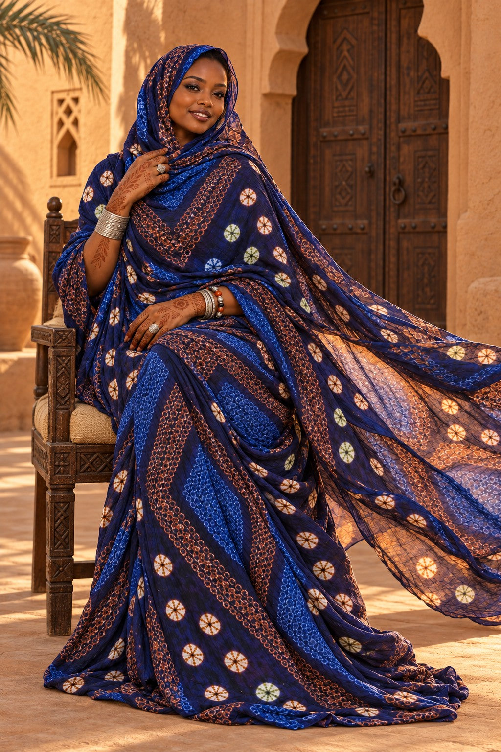 Meulfa thioup multicolore de Mauritanie – assise