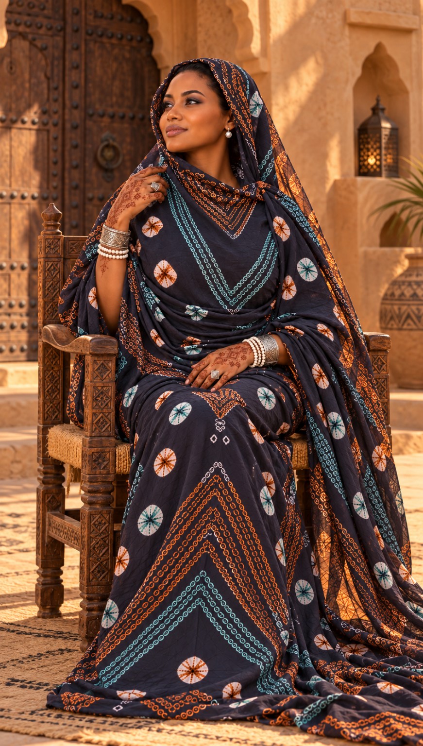 Meulfa thioup multicolore de Mauritanie – assise