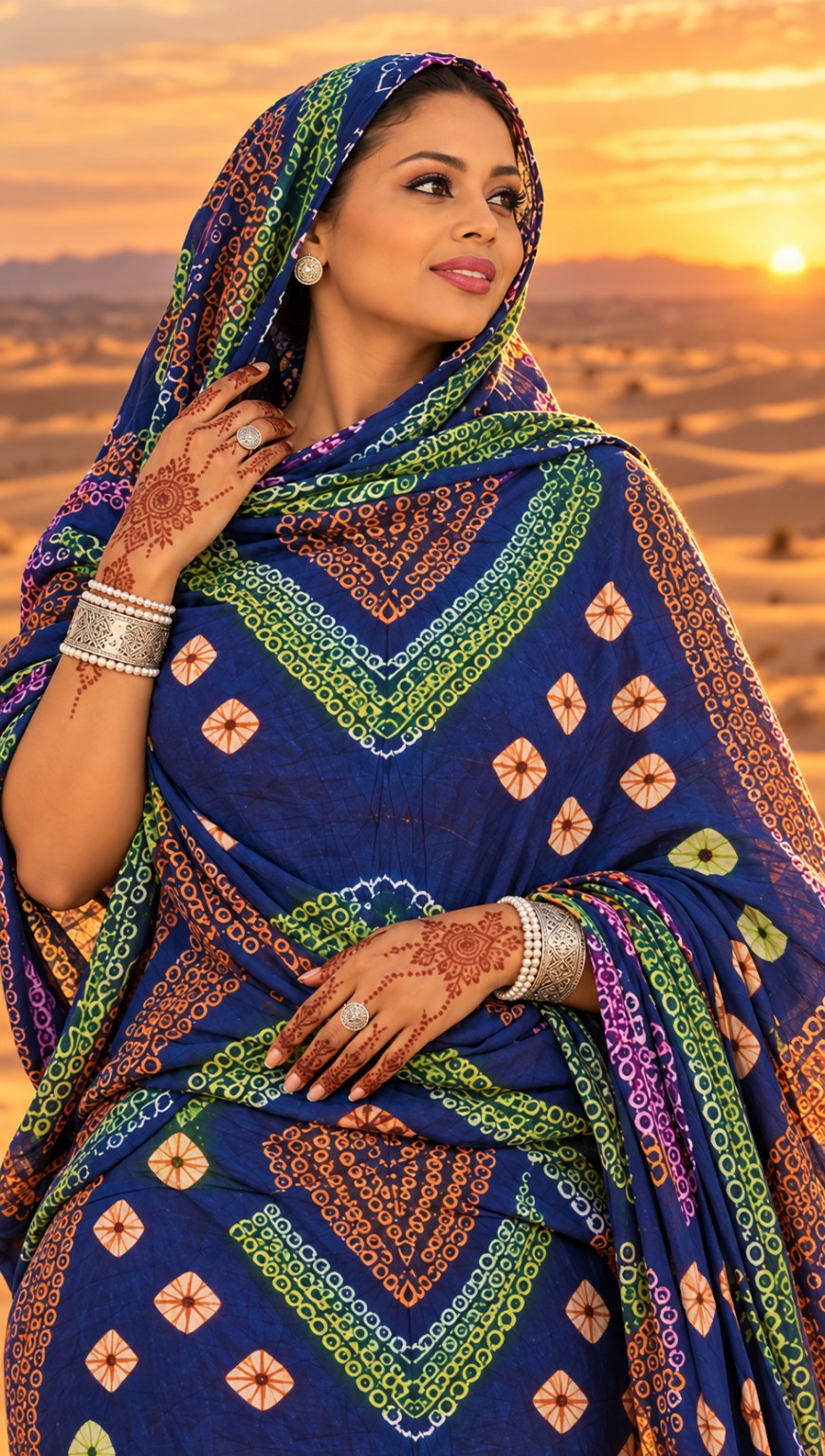 Meulfa thioup multicolore bleu roi de Mauritanie – portrait