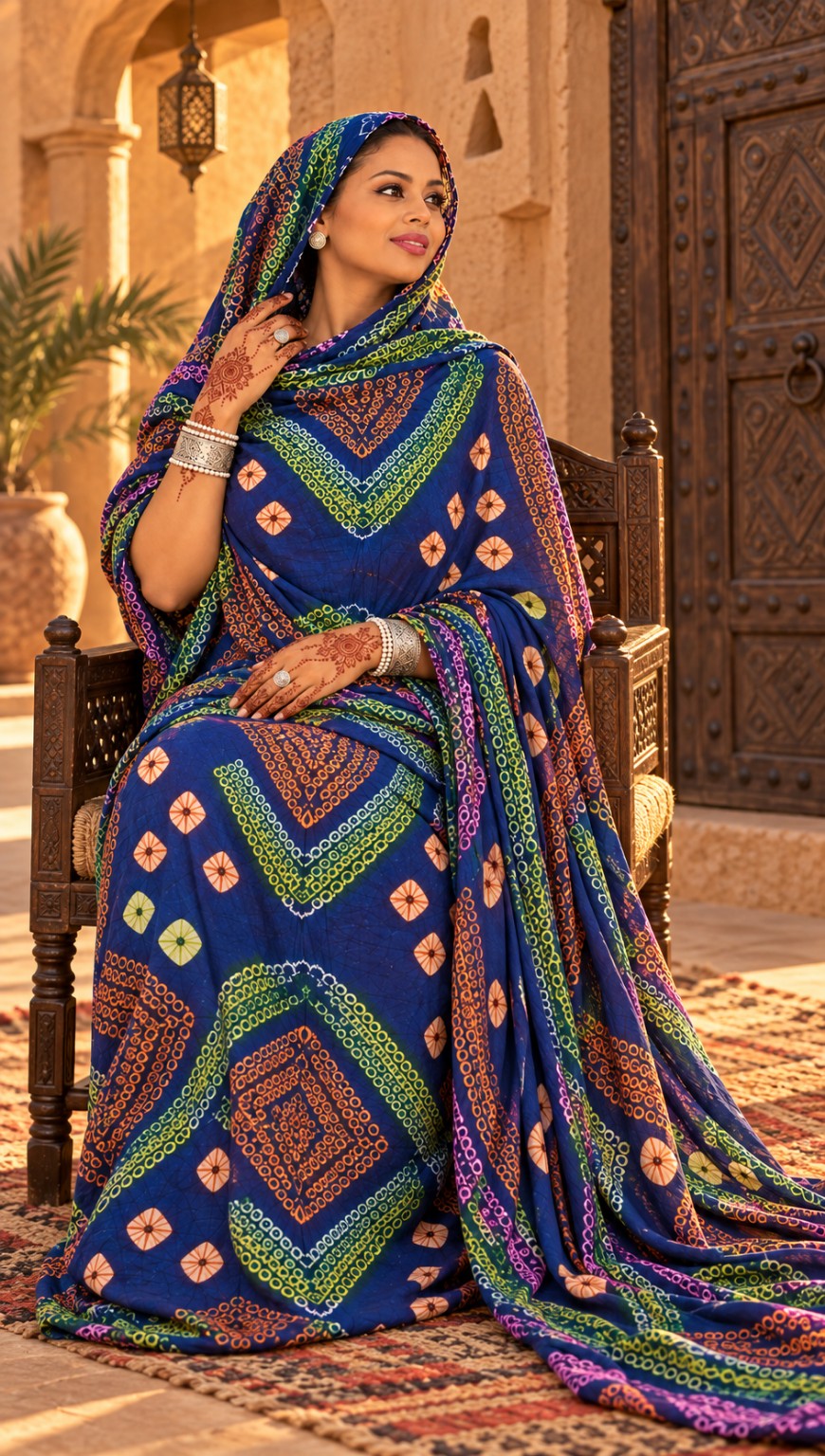 Meulfa thioup multicolore bleu roi de Mauritanie – assise