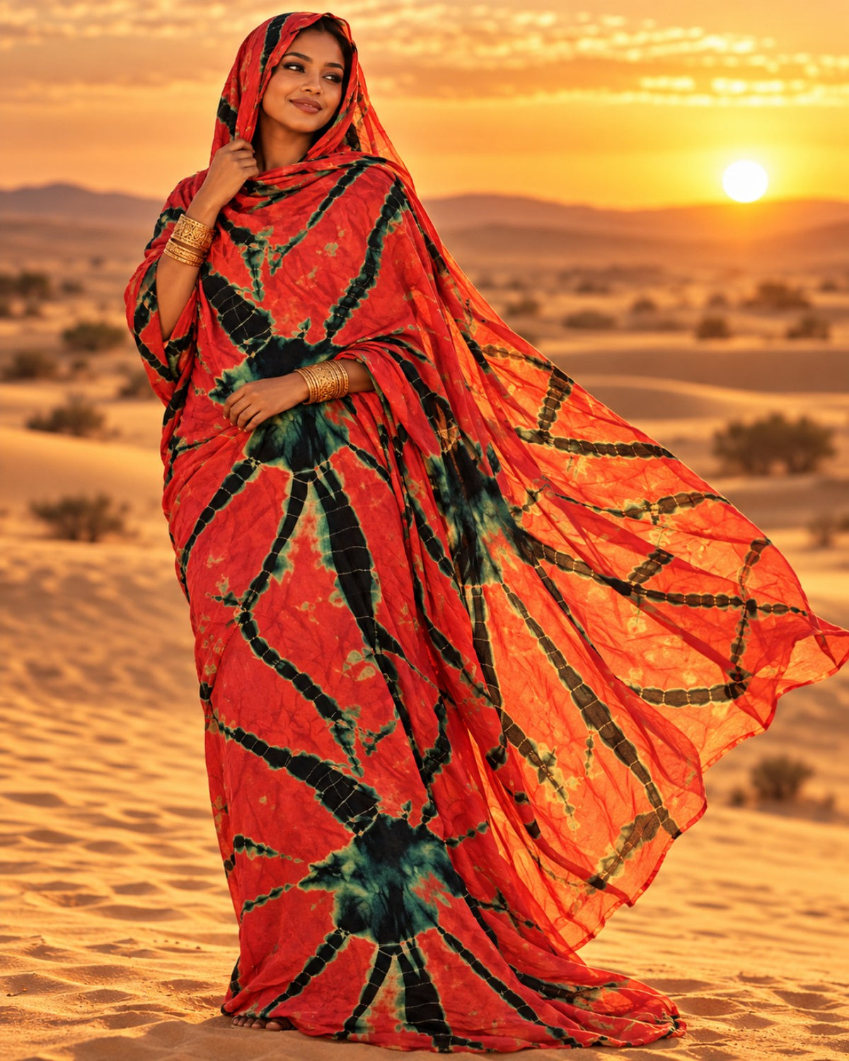 Meulfa thioup rouge de Mauritanie – portée dans le désert