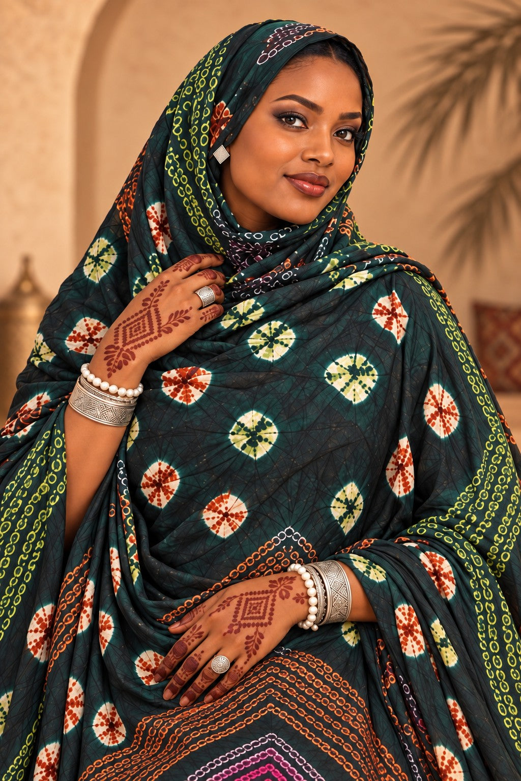 Détail du drapé du meulfa thioup vert