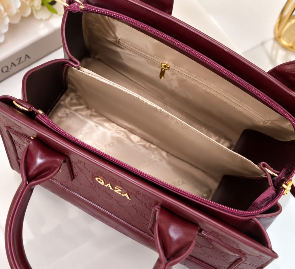 Intérieur du sac QASA bordeaux 28 cm