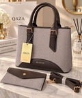 Ensemble QAZA marron chocolat 28 cm avec grand sac, mini-sac et bandoulière