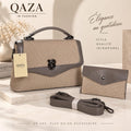Ensemble QAZA taupe 25 cm avec sac, mini-sac et bandoulière
