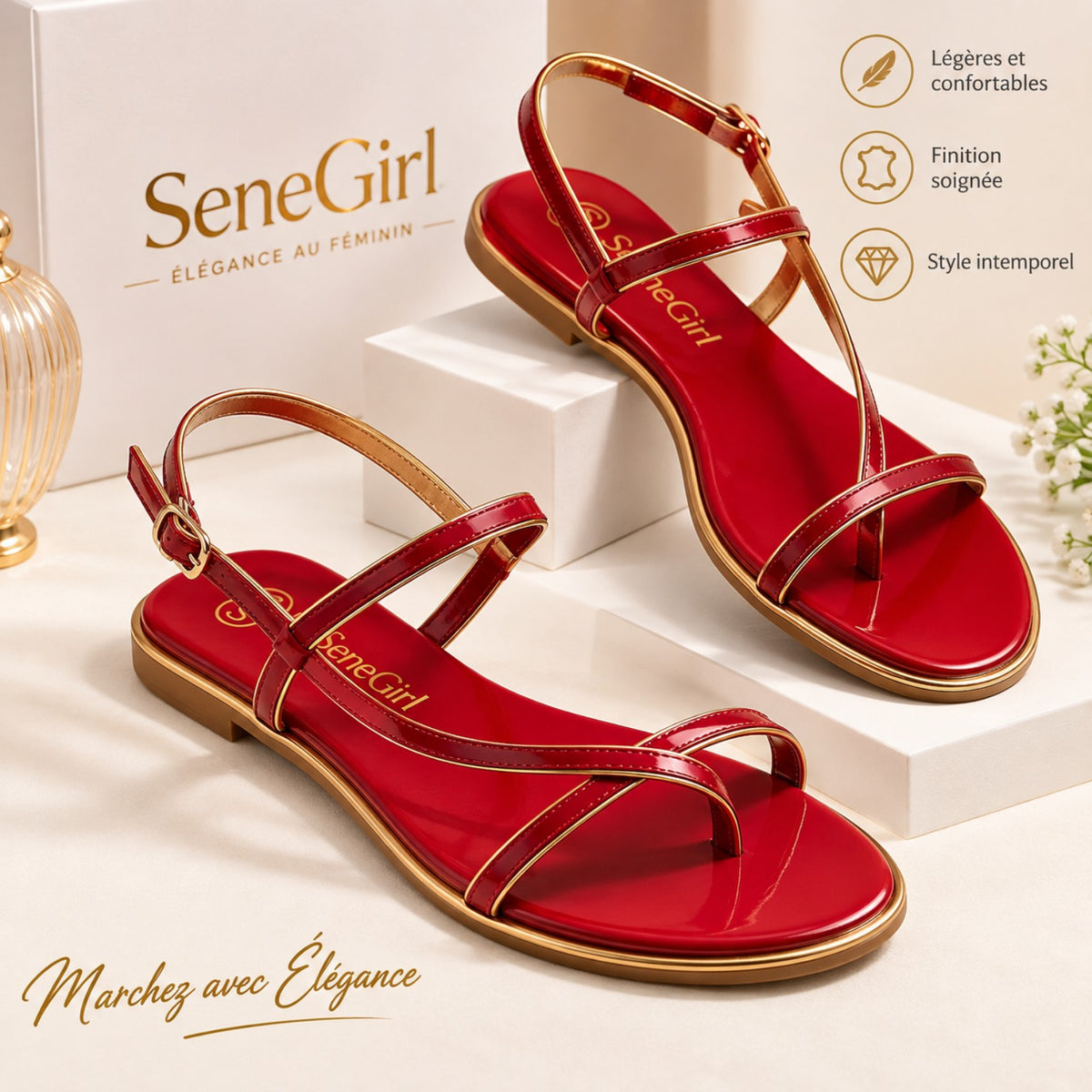 Sandales SeneGirl rouges vernies - vue produit