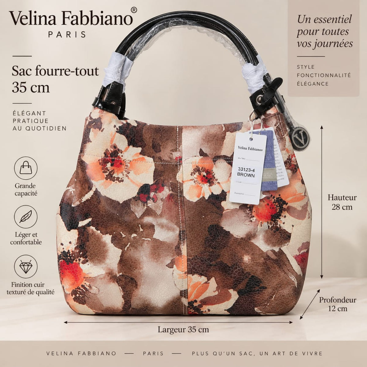 Sac Velina Fabbiano multicolore 32 cm - détails