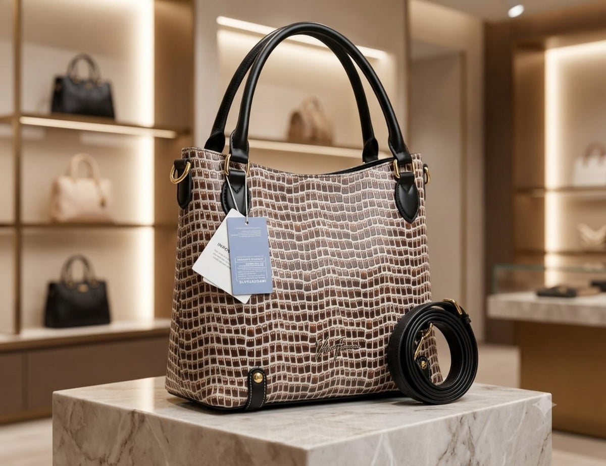 Sac Velina Fabbiano multicolore motif croco 35 cm avec bandoulière