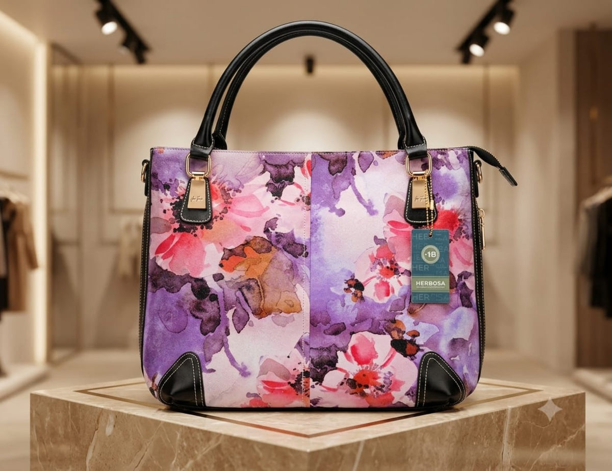Sac Velina Fabbiano multicolore violet rose et noir 35 cm