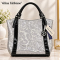 Sac Velina Fabbiano noir et argenté 35 cm - vue de face